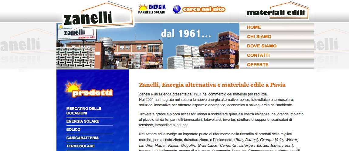 Sito internet Zanelli, vendita materiali edili, energia solare